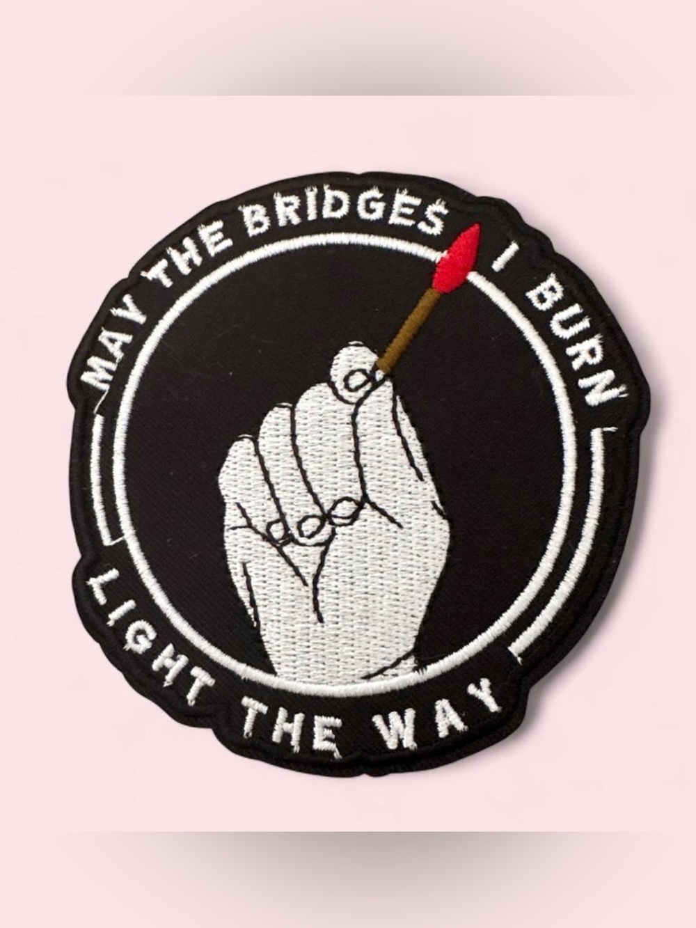 3.5” Embroidered Matchstick Fist Iron on Patch